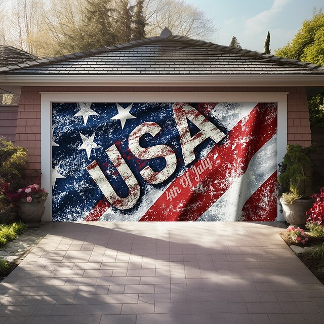 4th of July Door Decorations Garage Door Cover American Patriotic Egale ...