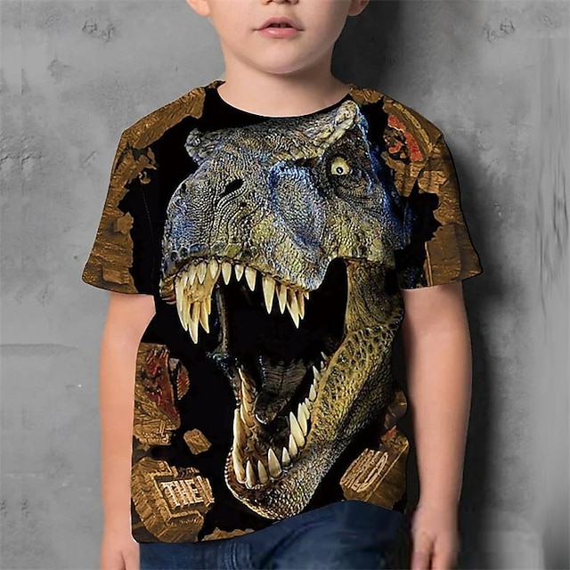  Chlapecké 3D Dinosaurus Tričko Košilky Krátký rukáv Léto Jaro Módní Základní Děti 4-12 let Tričkový Venkovní Ležérní Denní Běžný