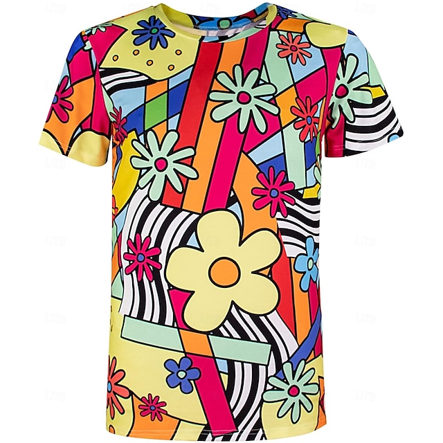  Hippie Cosplay-kostym T-shirt Regnbåge Grafisk Till Herr Vuxna Halloween Karnival 3D-utskrift Gata Festival