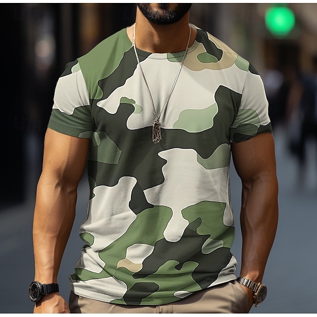 Homme T-shirt Chemise à manches courtes Manche Courte Col Rond Printemps & Automne Motif Mode Designer Imprimé Vacances Rue Sortir Vert Menthe Vert Vert clair T-shirt haut de gamme pour homme