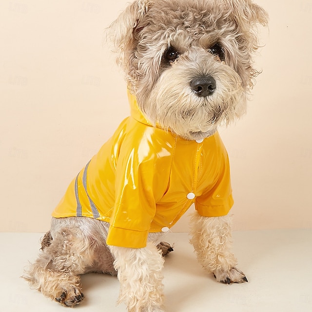  Capa de chuva impermeável para cachorro, poncho com capuz, capa de chuva para animais de estimação para cães pequenos