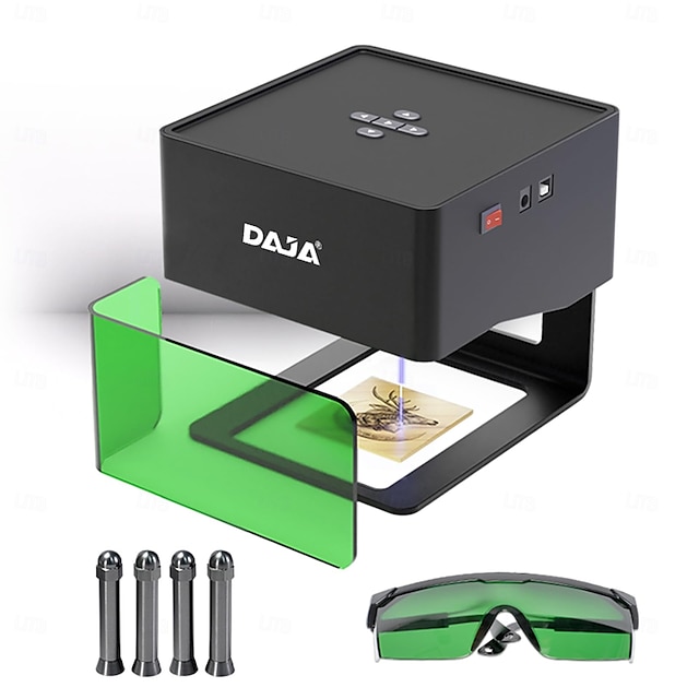  daja dj6 λέιζερ χαράκτης diy σήμανση φορητή μηχανή χάραξης για χειροτεχνία DIY λογότυπο εκτυπωτή σήμανσης περιοχή σκάλισμα 80x80mm με 4 τεμάχια υπερυψωμένες στήλες γυαλιά υποστήριξη ασύρματη κινητή