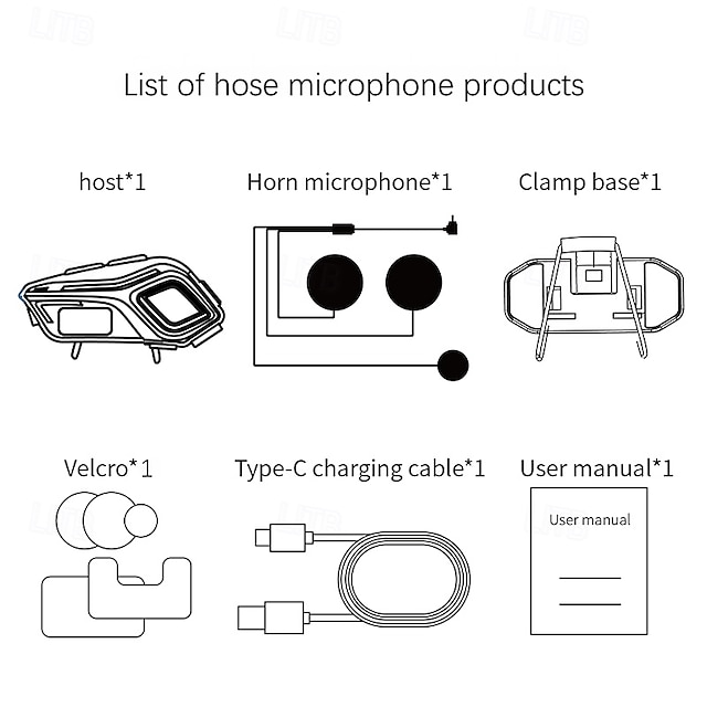  Helmet Bluetooth Headset with LED Light, IPX8 Waterproof, HD Sound, Voice Assistant, Long Battery Life, Detachable Installation – Compatible with Full and Half Helmets