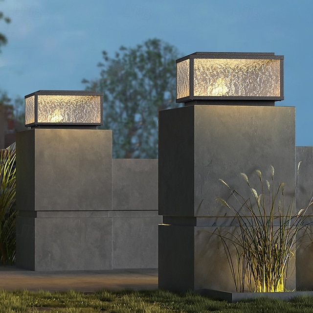  Moderne luci da esterno per recinzione, con paralume in acrilico, finitura nera, luci da esterno quadrate impermeabili IP65 per portico, ingresso, cortile anteriore