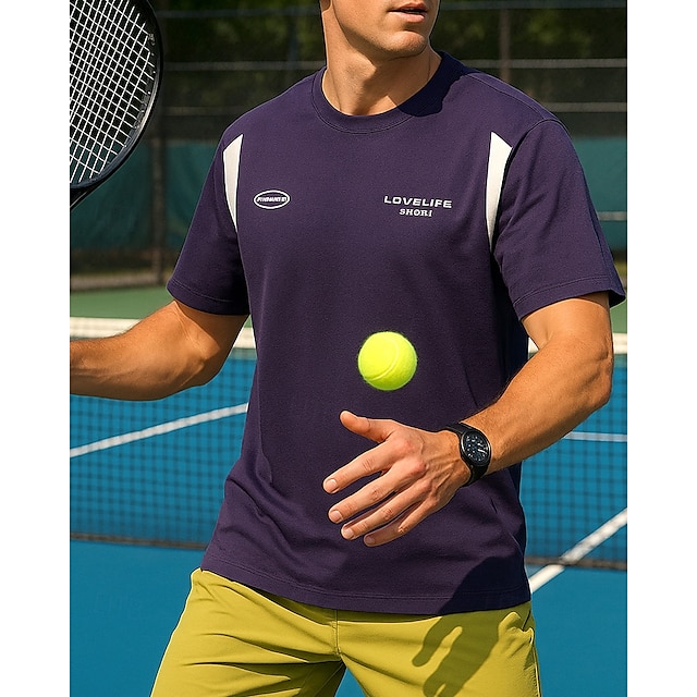  US Open Pánské Slátanina Sportovní košile Tenisové tričko Krátké rukávy Ter Emen Odvod vlhkosti Prodyšné Tenis Golf Pickleball Fialová Šedá Oblečení na tenis