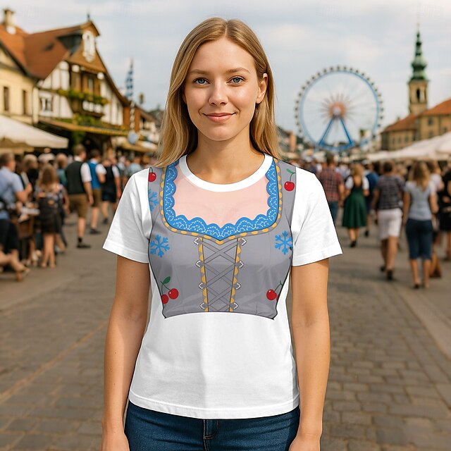  Októberi fesztivál Dirndl nyomtatás Póló bajor München Német Grafikus Kompatibilitás Női Felnőttek Októberi fesztivál 3D nyomtatás Alkalmi / Napi