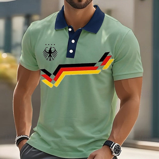  Homme Graphique Polo Manche Courte Polos Chemises à Col Occasionnel École Extérieur Tenue quotidienne Impression 3D Été Blanche Bleu Vert