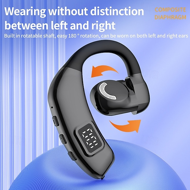  Bluetooth 5.4 ασύρματα ακουστικά X30 με κλιπ αυτιού – LED οθόνη χαμηλή καθυστέρηση ελαφρύ σπορ ακουστικά με μικρόφωνο για παιχνίδια και κινητές συσκευές
