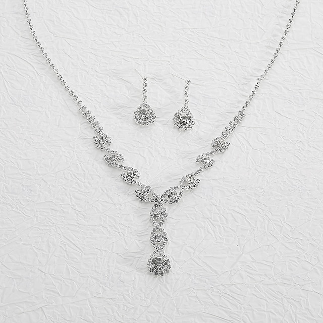  brudsmyckeset 1 set strass örhängen i legering halsband damer eleganta snygga smyckeset för bröllop jul förlovning