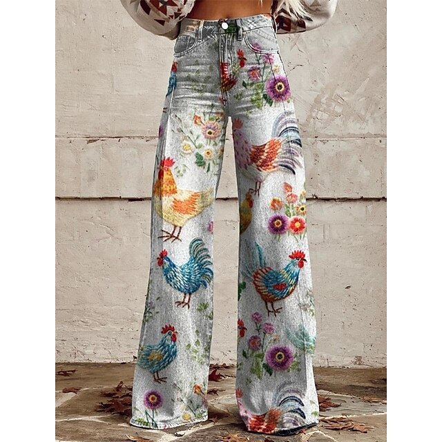Retro 70s Psychedelic Circle Print High Waist Wide Flared Trousers main image 0