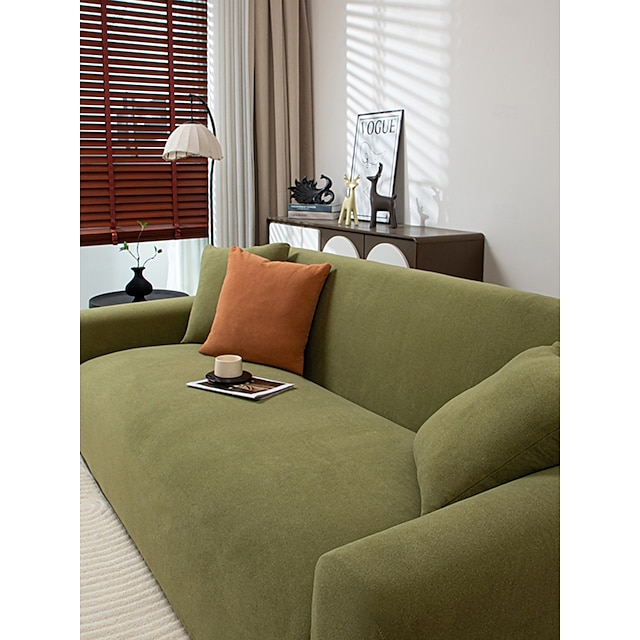  Copridivano jacquard da 1 pezzo, resistente all'usura, elastico, in pelle scamosciata, tinta unita, di alta qualità, universale, per tutte le stagioni, spesso, antiscivolo.