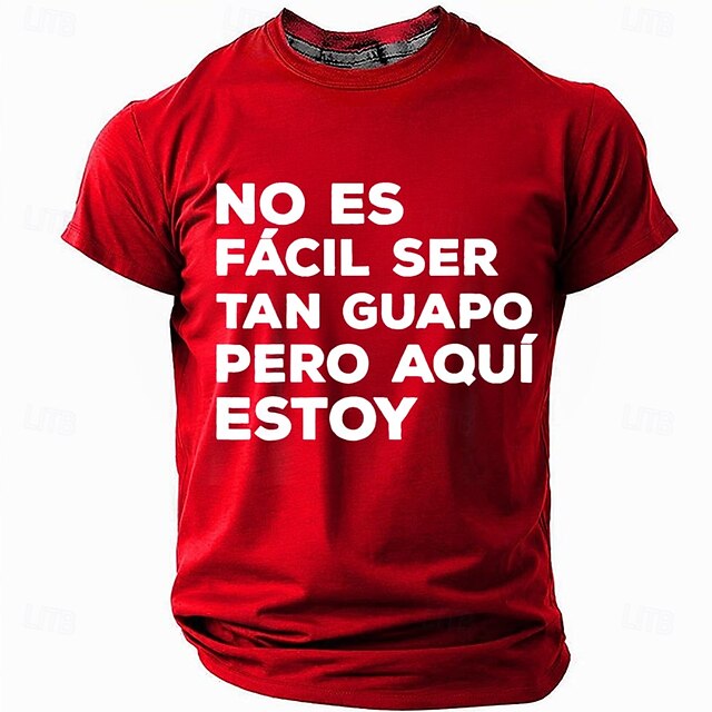  Férfi Vicces szleng Spanyol Póló Rövid ujjú póló 3D nyomtatás Terített nyak Ing Divat Napi Alap Utca Hétköznapi Napi Fekete Rubin Medence Nyár Tavasz Ruházat S M L XL XXL XXXL