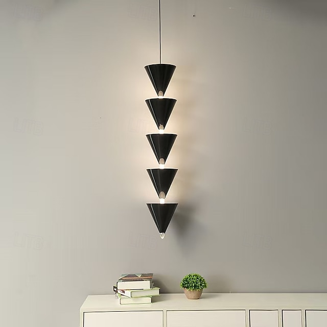  Suspension LED moderne noire, lampe de chevet, 17 x 85 cm, design linéaire, suspension en métal peint, moderne, 220-240 V, 110-120 V