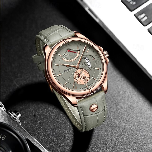 Orologio da uomo, moda, lusso, sportivo, orologio da polso da uomo, impermeabile, luminoso, in pelle, con data, al quarzo.