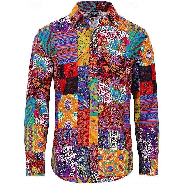  Retro Cikánský 70. léta Tričko Hippie Slátanina Psychedelické Maškarní kostým Pánské předvečer Všech svatých Karneval Pouliční tanec Retro tematická párty Festival Dospělé Tričko