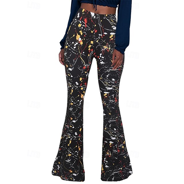  Retro / vintage Boheme 1970erne Bell Bottoms Bukser flare leggings Disko Høj Talje Paisley Tribal Dame Halloween Karneval Ferierejse musik Festival Festival Voksne Bukser