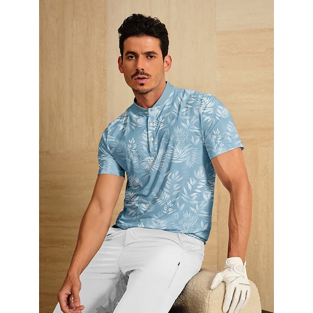  Hyped-up Tropical Men's Golf Henley Shirt UPF50+