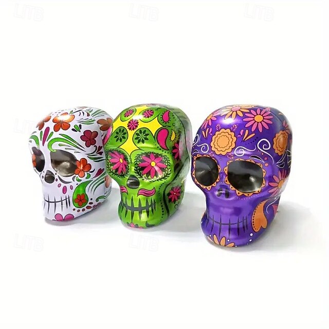  3 stuks Halloween snoeppot in de vorm van een schedel - matte ijzeren opbergcontainer voor koekjes en snacks display- en verpakkingsmaterialen sieraden maken display- en verpakkingsmaterialen kralen
