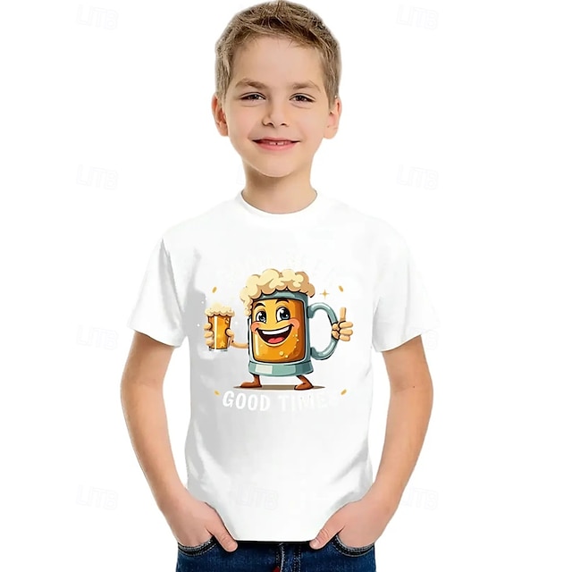  Pojkar 3D Grafisk T-shirt Kortärmad Sommar Vår Mode Grundläggande Barn 4-12 år Rund hals Utomhus Ledigt Dagligen Normal