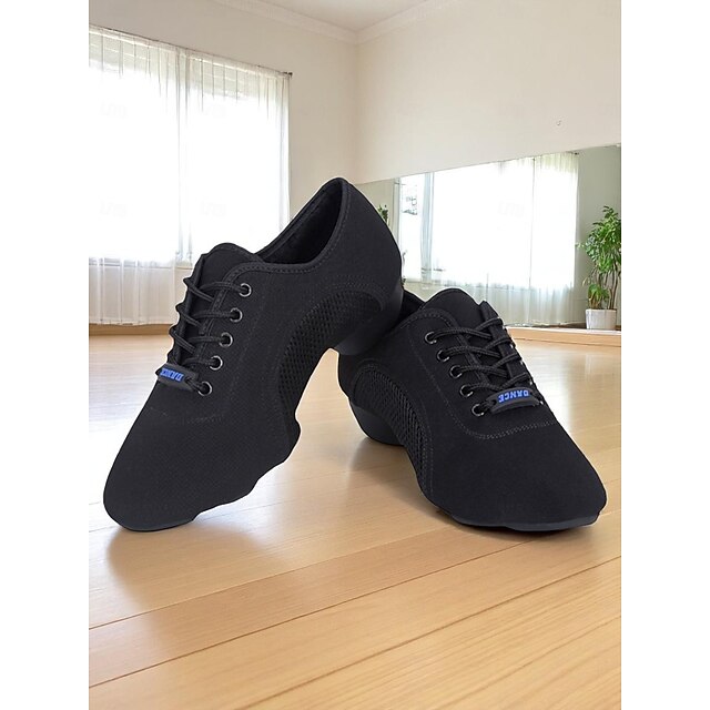 Schwarze Tanz-Sneaker zum Schnüren für Damen – atmungsaktive - Main Image