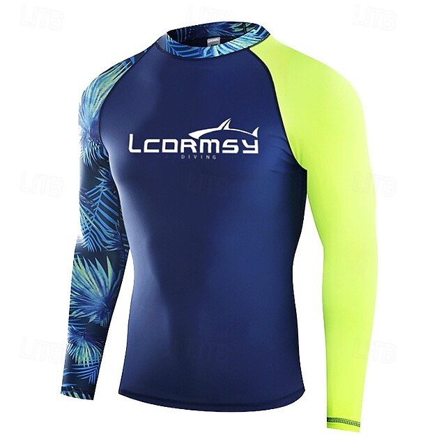 SBART Men's Rash Guard Waterproof UV Sun Protection UPF50+ Long Sleeve Spandex Sun Shirt Swim Shirt Swimming Surfing Beach Water Sports Patchwork Summer Spring Fall2