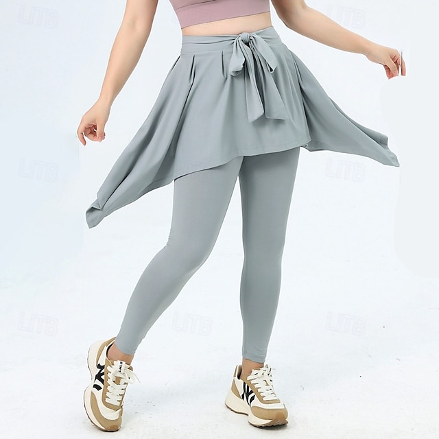  Mujer Pantalones de fitness Pantalones de pilates Pantalones de yoga 2 en 1 Ligero Gimnasio Pilates Zumba Prendas de abajo Color sólido Violeta Negro Azul Otoño Deportes Ropa de Deporte Delgado