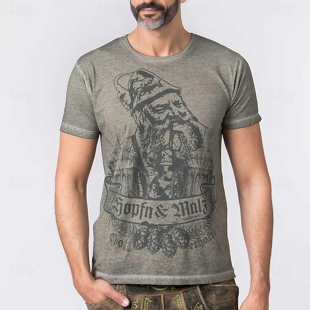  Oktoberfest Hopfen e Malz Japonesa/Curta Combinação de camisetas Lederhosen Bávaro Munique Alemão Arte Gráfica Para Homens Adulto Carnaval Cerveja Oktoberfest Impressão 3D Festa