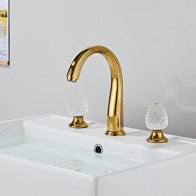  Bathroom Sink Faucet - Widespread Electroplated Widespread Two Handles Three HolesBath Taps