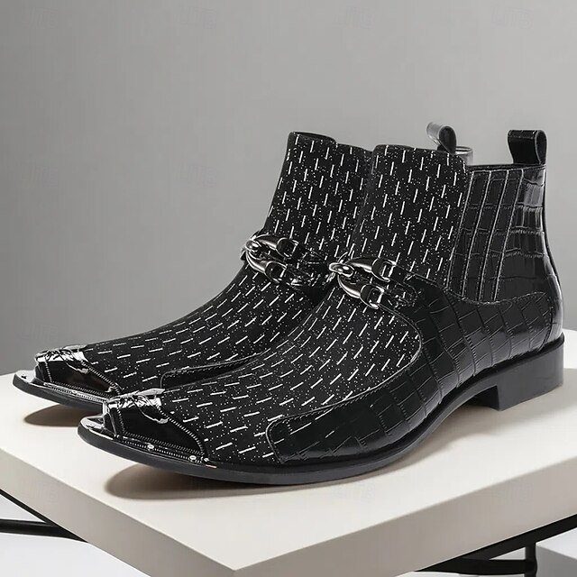  Bottes intermédiaires en cuir avec coutures rouges et blanches pour hommes avec détails de boucle à embout doré – Chaussures inspirées de style rétro pour soirées et occasions spéciales