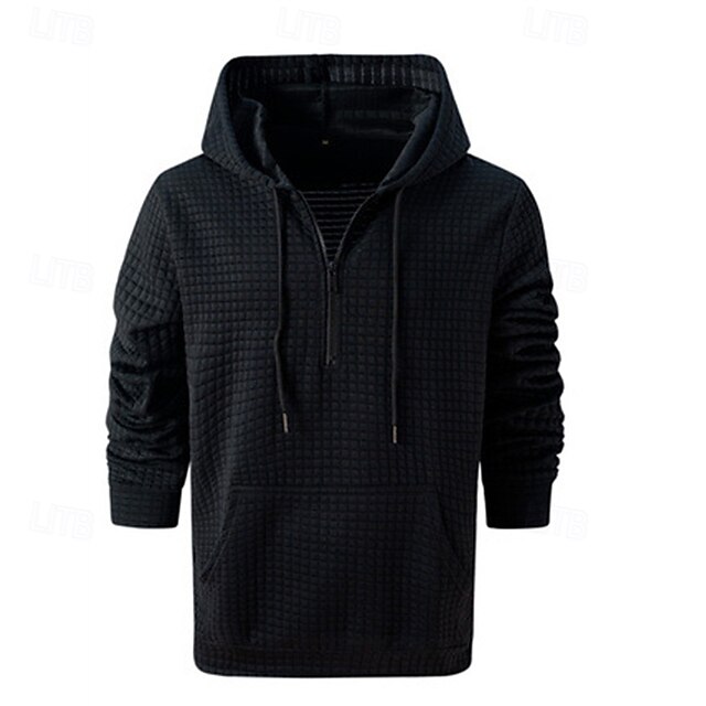  Herren Kapuzensweatshirt Viertelreißverschluss Kapuzensweatshirt Schwarz Weiß Marineblau Orange Hellgrau Mit Kapuze Einfach Jacquard Tasche Strukturiert Sport & Outdoor Täglich Ferien Polyester