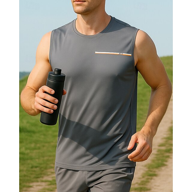  Herre Singlet til jogging Treningstrøyer Ermeløs Vest Ensfarget Hurtigtørkende Lettvekt Pustende Tennis Golf Løp Sports Sportsklær Svart Militærgrønn Blå