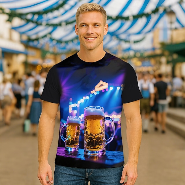  Oktoberfest Öl T-shirt Lederhosen T-shirt Match Bayersk München Tyska Grafisk Till Herr Vuxna Karnival Oktoberfest öl 3D-utskrift Fest