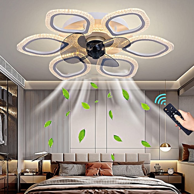  Ceiling Fans with Lights, Semi Flush Mount Low Profile Fan, Quiet Reversible Motor, Round Ceiling Lights with Fan for Bedroom, Living Room and Dining Room