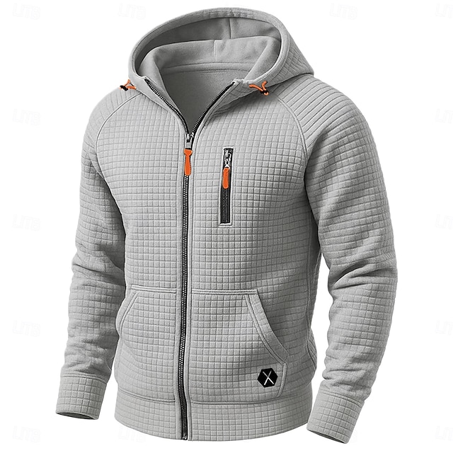  Homme Sweat à capuche gaufré Sweat à capuche zippé intégral Sweat à capuche tactique Noir Kaki Gris Claire À capuche Uni Fermeture éclair Avec Poches Travail Sport & Loisir Occasionnel Streetwear