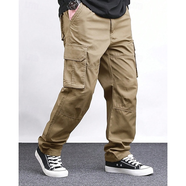  Men's Cargo Pants Trousers Elastic Waist Drawstring Multi Pocket Plain Wearable Outdoor Daily Camping & Hiking Fashion Classic Black Green