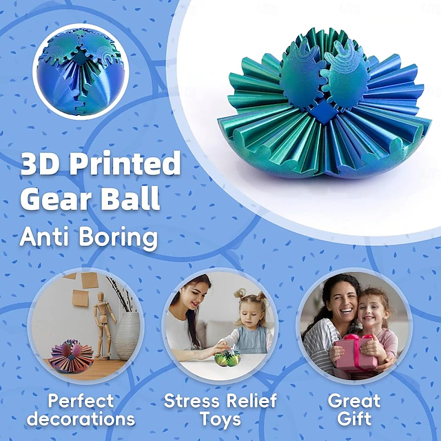 Bkemkri Palla Ingranaggi Stampata 3D, Gear Ball, Giocattoli Steampunk Whirling Wonder Fidget, Antistress Giocattoli per Bambini Adulti, Palla a Ingranaggi 3D Gear Stressball e Giocattolo Relax Ansia Bkemkri Palla Ingranaggi Stampata 3D, Gear Ball, Giocattoli Steampunk Whirling Wonder Fidget, Antistress Giocattoli per Bambini Adulti, Palla a Ingranaggi 3D Gear Stressball e Giocattolo Relax Ansia