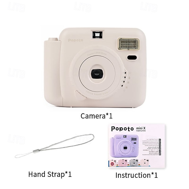  Kit d'appareil photo à impression instantanée avec mini rouleau de film, lampe de poche intégrée, sac à main en feutre et album, cadeau parfait pour les femmes à la Saint-Valentin