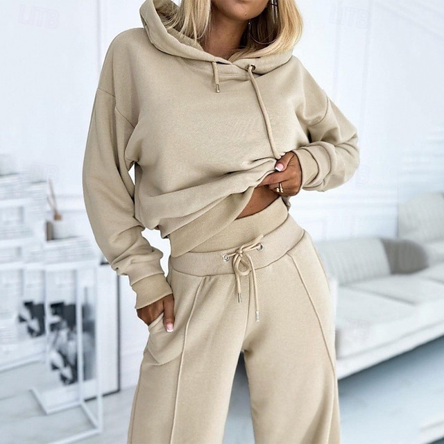  Women's Tracksuit Sweatsuit Athleisure Fall Long Sleeve Thermal Warm Windproof Soft Gym Workout Sports Sportswear Activewear Solid Colored Dark Khaki Black Royal Blue