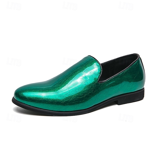  Men's Shiny Gold Metallic Slip-On Loafers – Fashionable Faux Leather Dress Shoes for Parties, Wedding Receptions, Stage Performances, Prom Nights and Nightclub Events