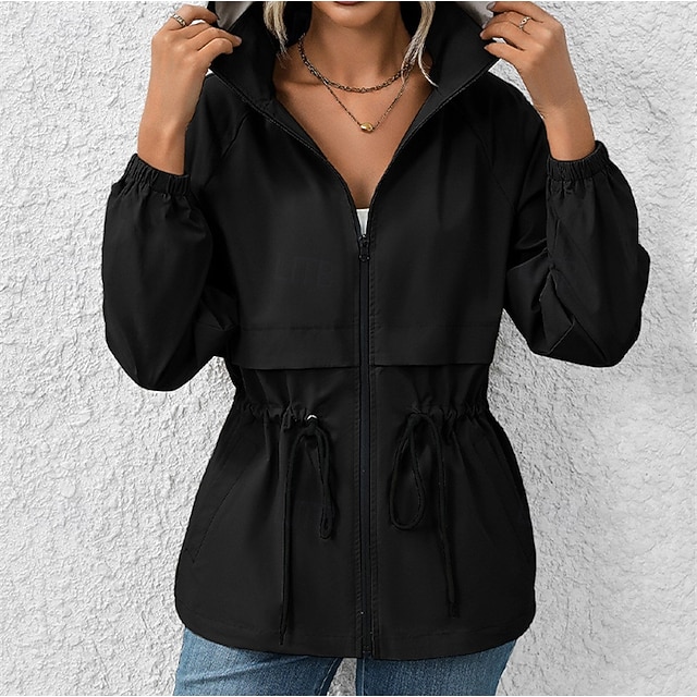  Damen Wanderjacke Regenjacke Regenmantel Außen Wasserdicht Winddicht Wanderoutfits Wanderbekleidung Frühling Herbst Oberteil Baumwolle Camping / Wandern / Höhlenforschung Laufen Einfarbig Schwarz