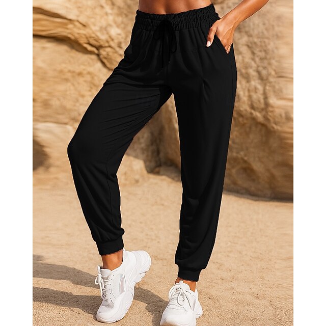  Damen Laufhosen Abgeschnittene Hose Sporthosen Kordelzug Reißverschlusstasche Unterteile Athleisure Sport Fitnessstudio Elastisch Atmungsaktiv Pilates Laufen Yoga Normale Passform Sportbekleidung