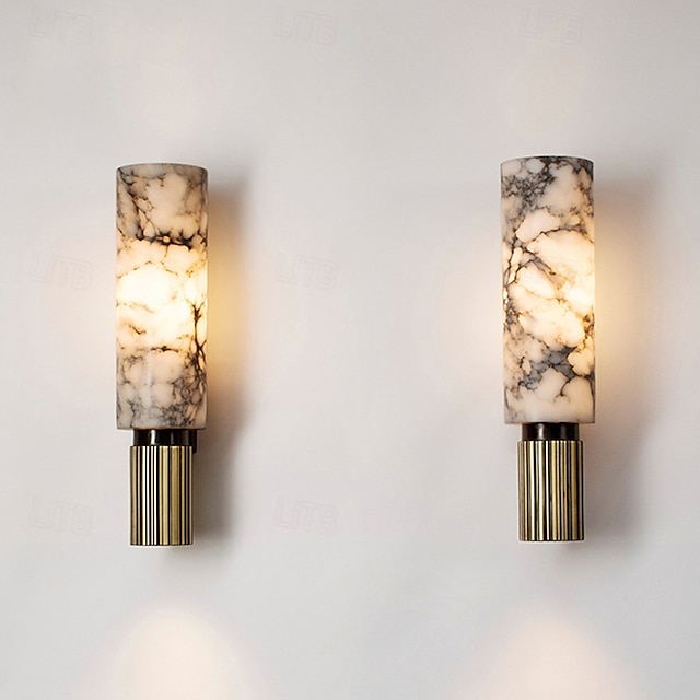  LED-vägglampa i marmor, modern väggmonterad LED-vägglampa för inomhusbruk, vägglampor för sovrum/vardagsrum