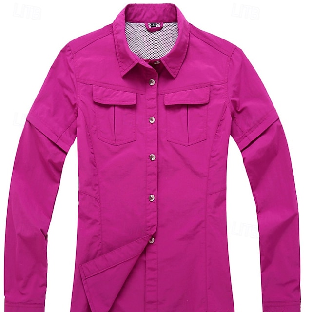  Women's Hiking Shirt Long Sleeve Turndown Top Outdoor Waterproof Windproof Lightweight Nylon Army Green Khaki Rose Red Running Camping / Hiking / Caving