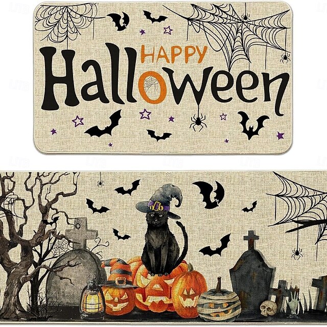  halloweeni konyhaszőnyegek, 2 db konyhaszőnyeg, párnázott, fáradtsággátló konyhaszőnyegek padlóra, csúszásmentes álló asztali szőnyeg, vízálló konyhaszőnyeg-készlet konyhába, padlóra, irodába