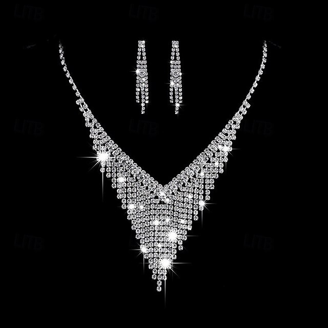 Bridal Jewelry Sets 1 set Rhinestone Alloy Earrings Necklace Women's Artistic Sweet Jewelry Set For Wedding Special Occasion Party Evening Wear3
