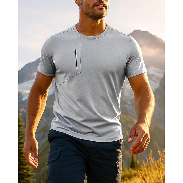  Per uomo Camicia da escursionismo cima dell'escursionismo Maglietta Manica Corta Girocollo Maglietta Top Esterno Traspirante Asciugatura Rapida Leggero Poliestere Nero Giallo Blu Tennis Golf Corsa