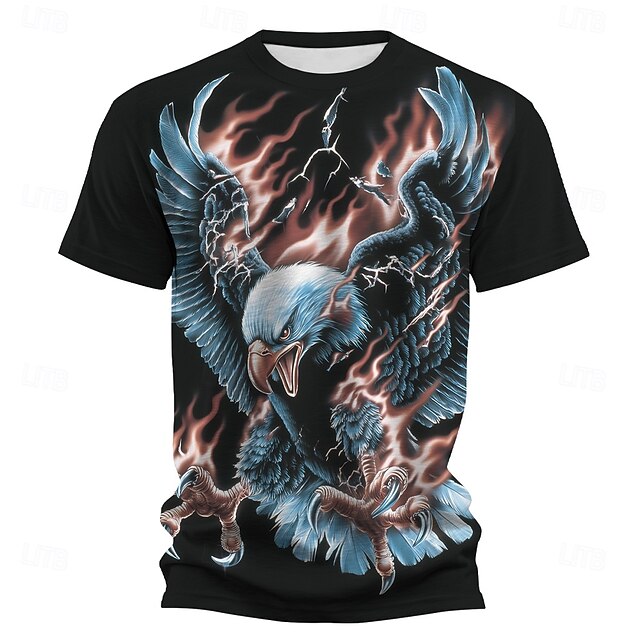 American Independence Day Men's American US Flag Eagle T Shirt Short Sleeve T shirt 3D Print Crew Neck Shirt Fashion Daily Basic Street Casual Daily Black Summer Spring All Seasons Clothing Apparel S4