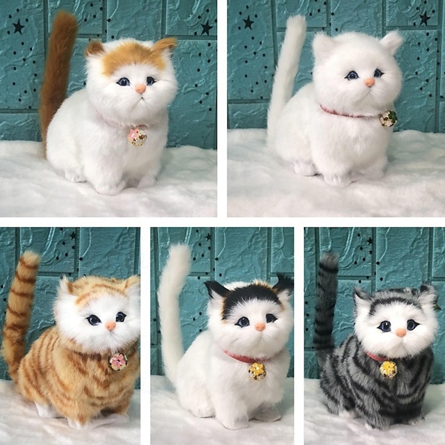  Lovely Simulation Animal Doll Plush Cat Toy with Sound Kids Toy Decorations Stuffed Toys Christmas Gift