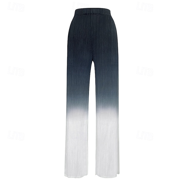  Dam Rak Elegant Semester Vintage Ankellång Medium Midja Lutning Elastisk Svart och vit lutning Sommar Vår Höst Lös passning