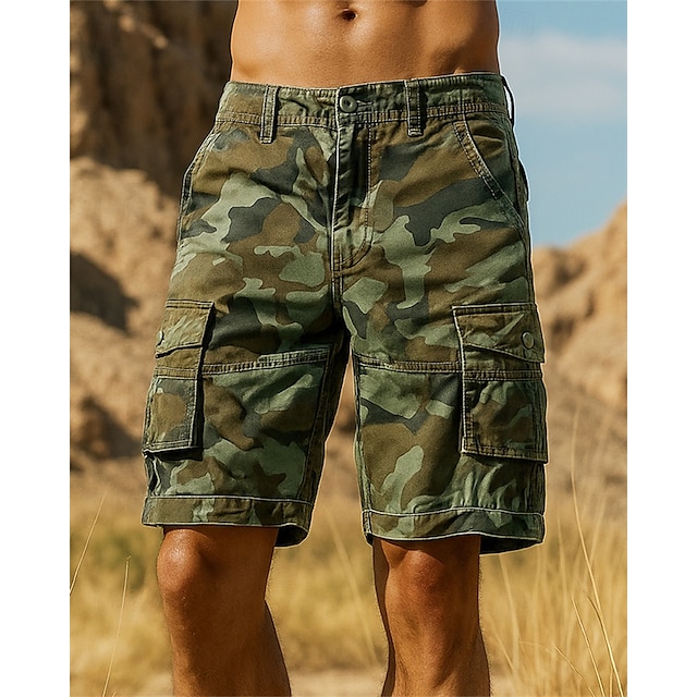  Herren Cargoshorts Wandershorts Tarnung Sommer Außen Normale Passform Schnelltrocknend Leicht Elastisch Atmungsaktiv Shorts Cachi scuro Armeegrün Baumwolle Tennis Golfspiel Laufen 29 30 31 32 34